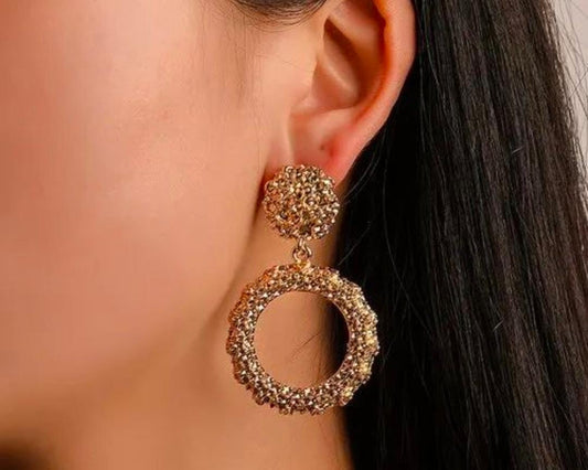 Luxury Textured Gold Hoop Earrings – Statement Dangle Jewelry