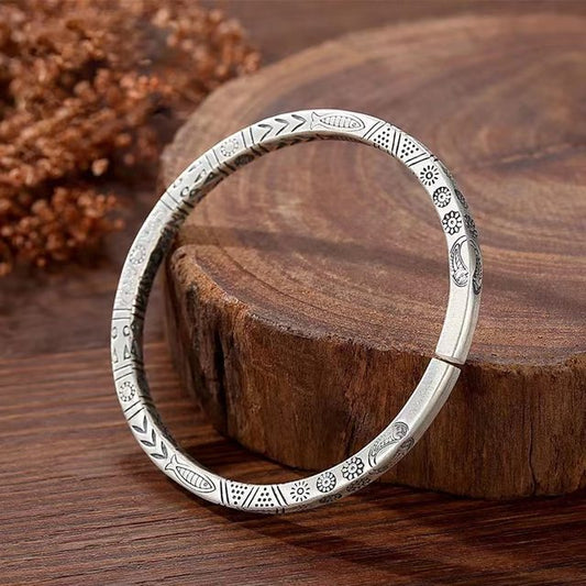 Handcrafted Silver Cuff Bracelet – Tribal Engraved Design